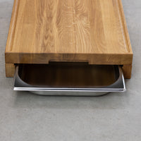 Premium Schneidebrett mit Auffangschalen - Massive Eiche (55 x 38 x 9 cm)