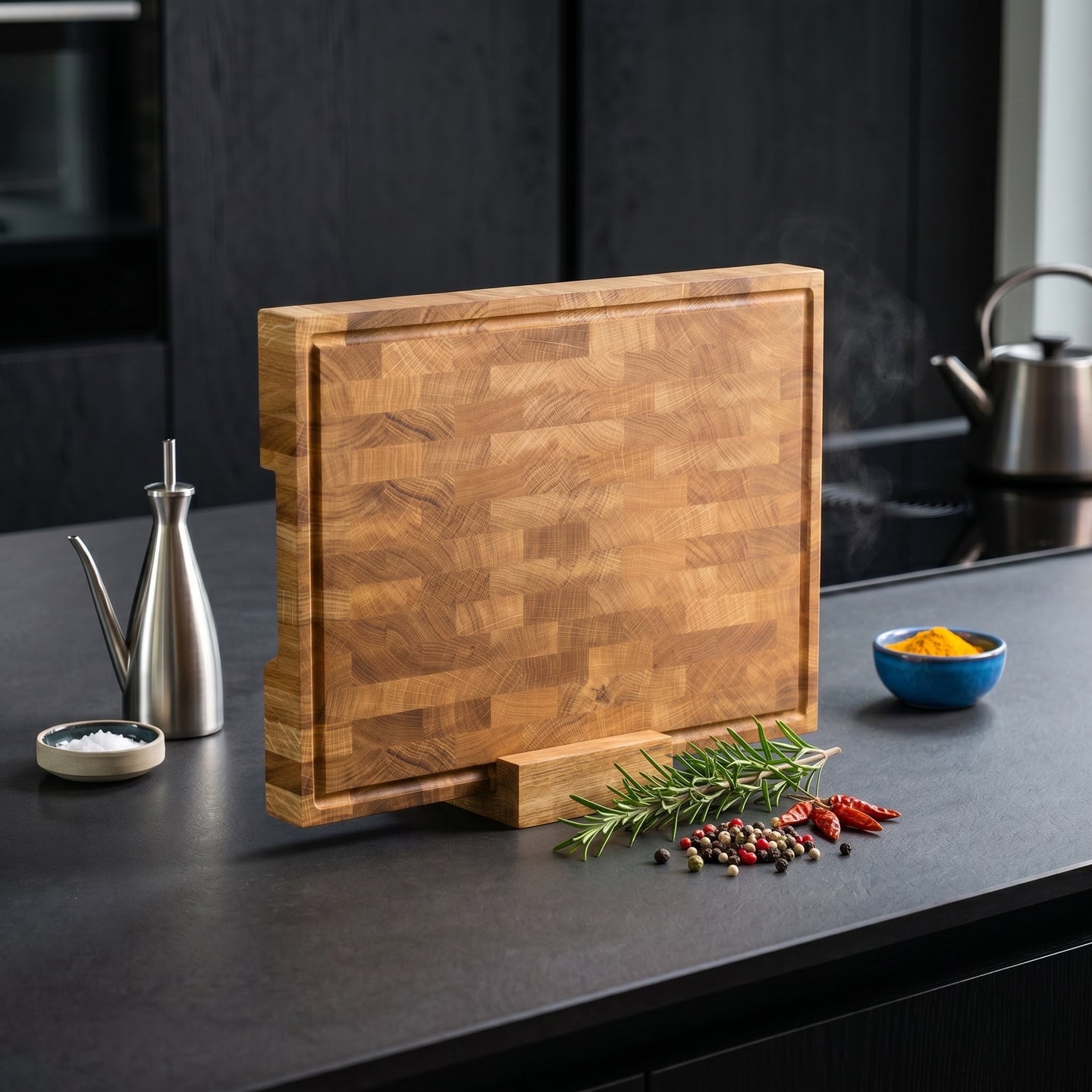 Premium Hirnholz Schneidebrett aus Eiche - 40 × 30 × 4 cm