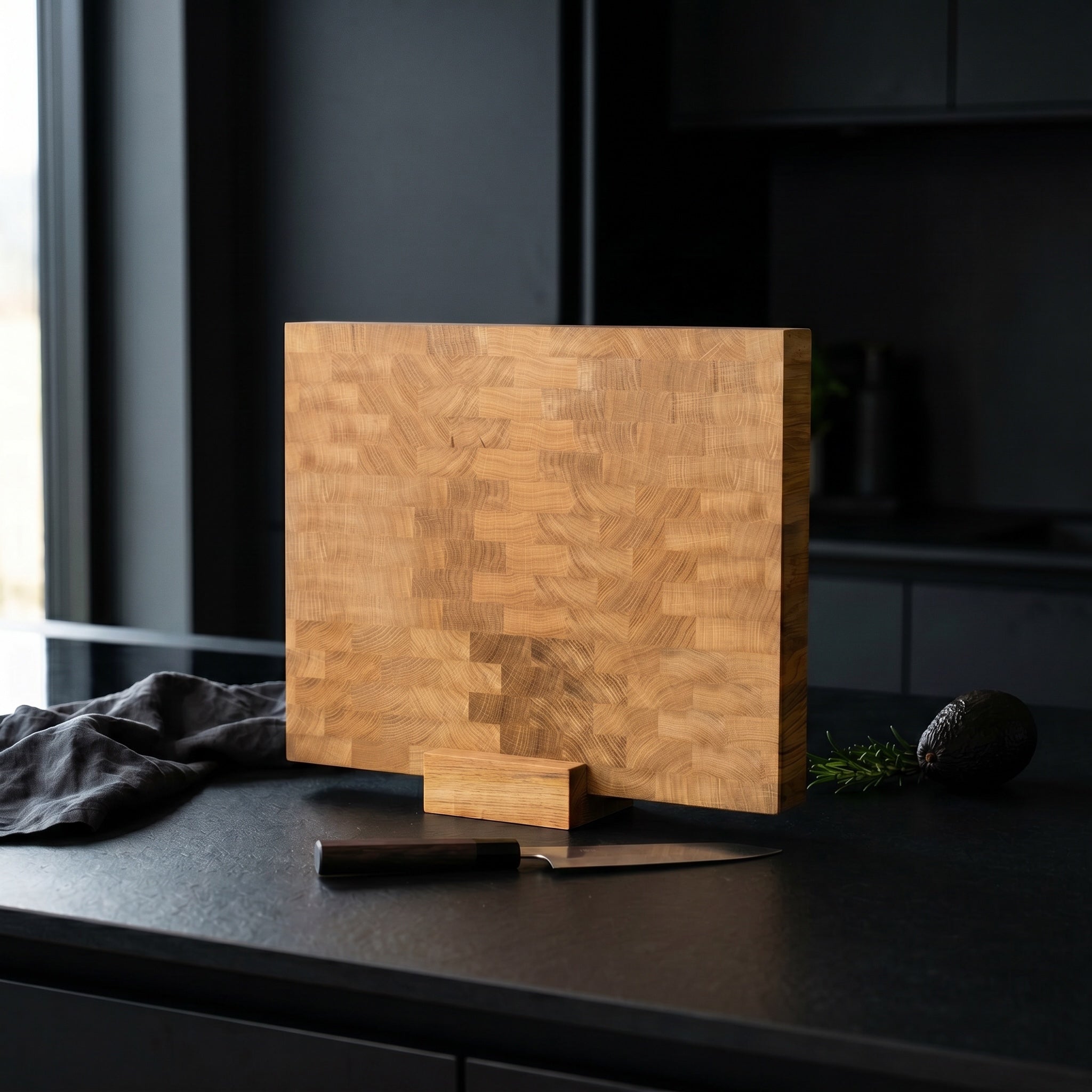 Premium Hirnholz Schneidebrett aus Eiche - 40 × 30 × 4 cm
